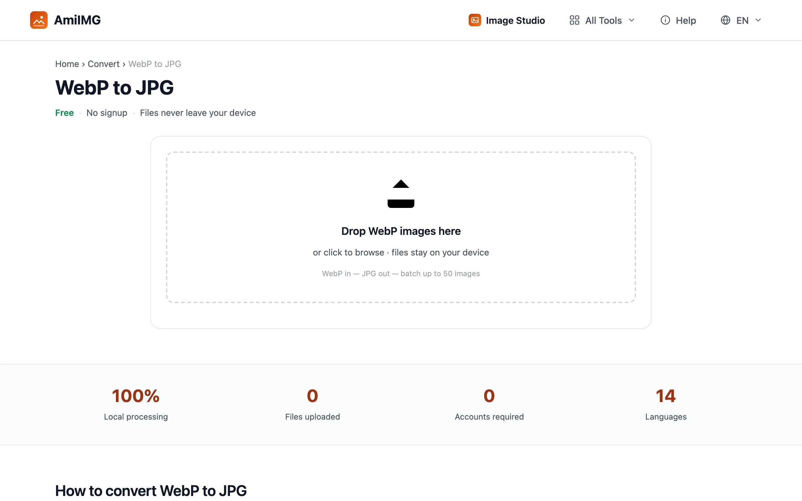 WebP to JPG – Open the converter