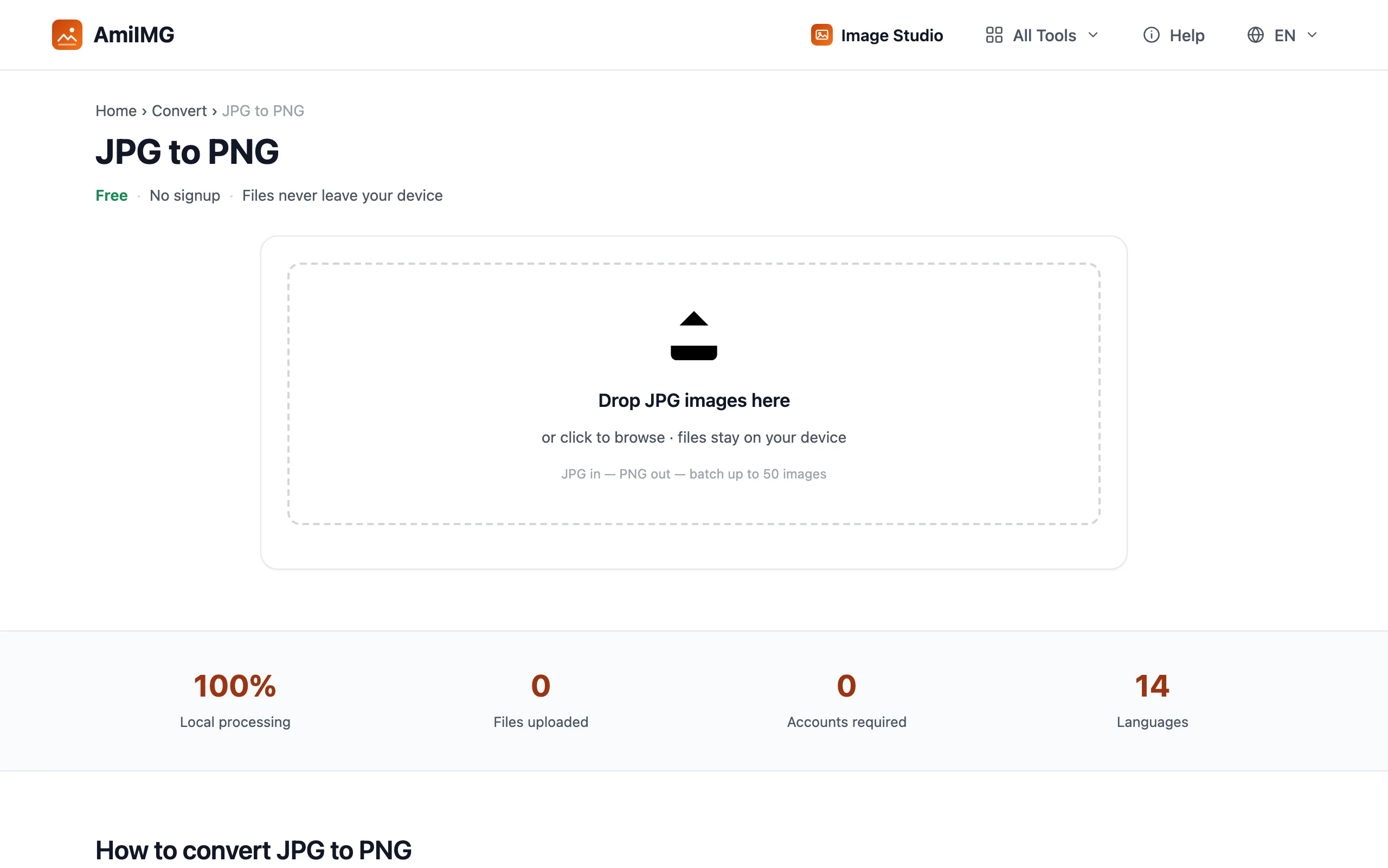 JPG to PNG – Add your JPG files